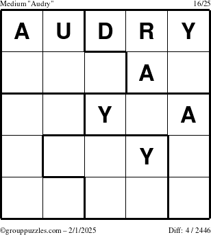 The grouppuzzles.com Medium Audry puzzle for Saturday February 1, 2025