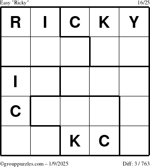 The grouppuzzles.com Easy Ricky puzzle for Thursday January 9, 2025