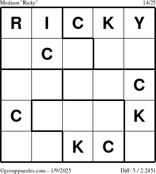 The grouppuzzles.com Medium Ricky puzzle for Thursday January 9, 2025