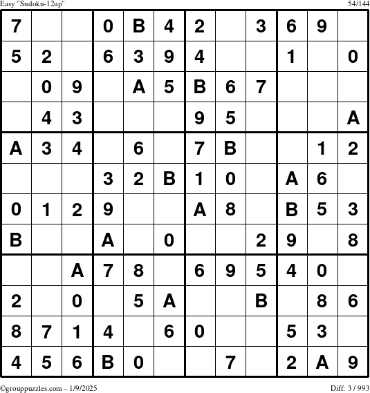 The grouppuzzles.com Easy Sudoku-12up puzzle for Thursday January 9, 2025