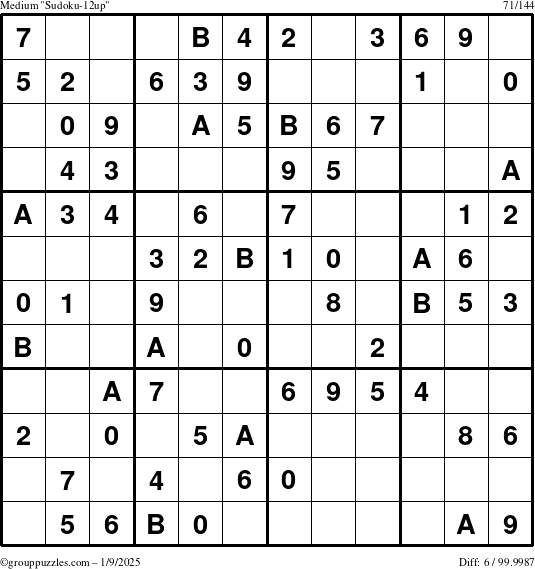 The grouppuzzles.com Medium Sudoku-12up puzzle for Thursday January 9, 2025