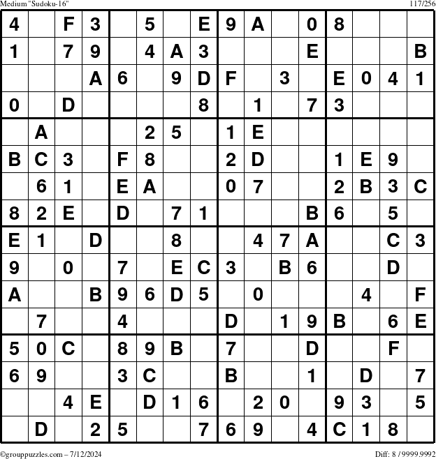 The grouppuzzles.com Medium Sudoku-16 puzzle for Friday July 12, 2024