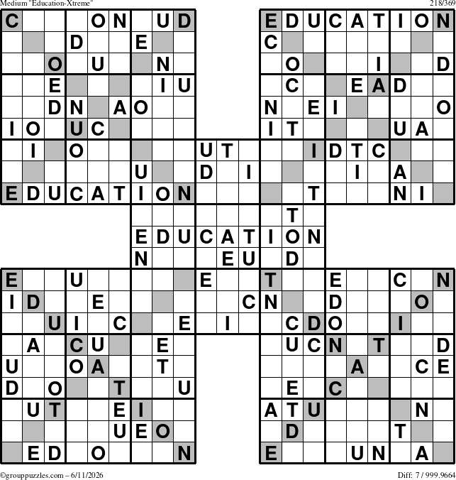 The grouppuzzles.com Medium Education-Xtreme puzzle for Thursday June 11, 2026