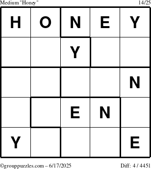 The grouppuzzles.com Medium Honey puzzle for Tuesday June 17, 2025