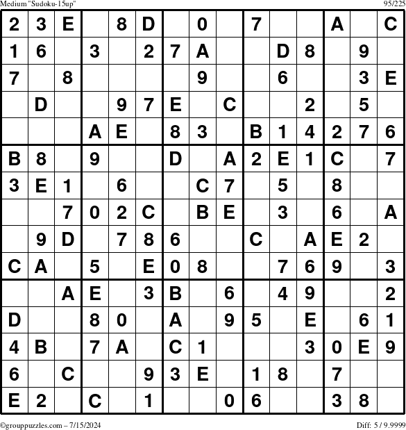 The grouppuzzles.com Medium Sudoku-15up puzzle for Monday July 15, 2024