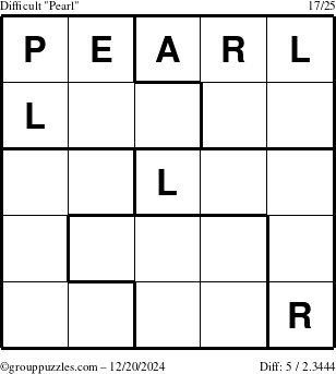 The grouppuzzles.com Difficult Pearl puzzle for Friday December 20, 2024