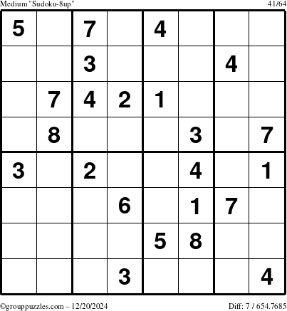 The grouppuzzles.com Medium Sudoku-8up puzzle for Friday December 20, 2024