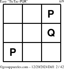 The grouppuzzles.com Easy TicTac-PQR puzzle for Friday December 20, 2024