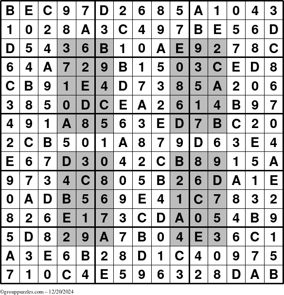 The grouppuzzles.com Answer grid for the HyperSudoku-15 puzzle for Friday December 20, 2024