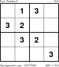 The grouppuzzles.com Easy Sudoku-4 puzzle for Tuesday October 27, 2026