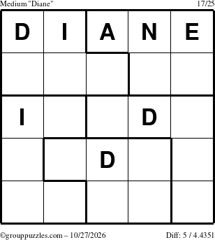 The grouppuzzles.com Medium Diane puzzle for Tuesday October 27, 2026