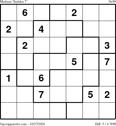 The grouppuzzles.com Medium Sudoku-7 puzzle for Tuesday October 27, 2026