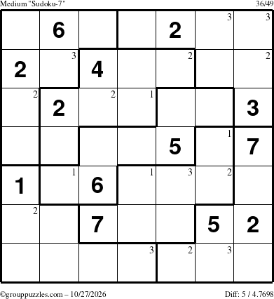 The grouppuzzles.com Medium Sudoku-7 puzzle for Tuesday October 27, 2026 with the first 3 steps marked
