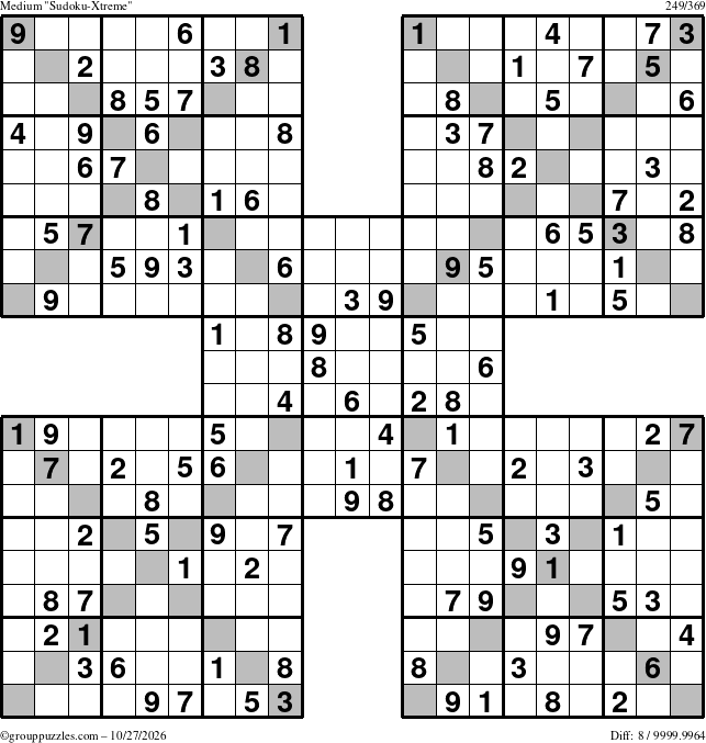 The grouppuzzles.com Medium Sudoku-Xtreme puzzle for Tuesday October 27, 2026
