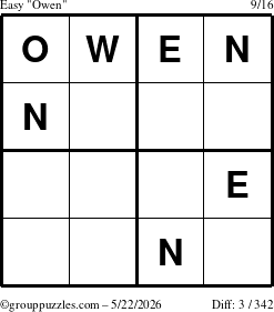 The grouppuzzles.com Easy Owen puzzle for Friday May 22, 2026