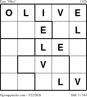 The grouppuzzles.com Easy Olive puzzle for Friday May 22, 2026