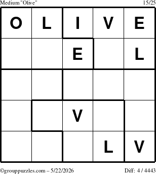 The grouppuzzles.com Medium Olive puzzle for Friday May 22, 2026