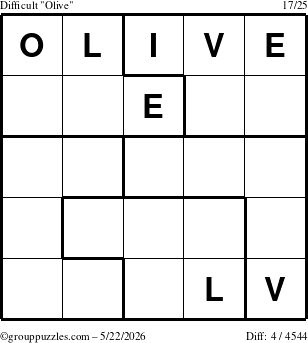 The grouppuzzles.com Difficult Olive puzzle for Friday May 22, 2026