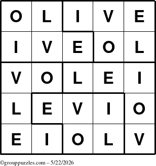 The grouppuzzles.com Answer grid for the Olive puzzle for Friday May 22, 2026