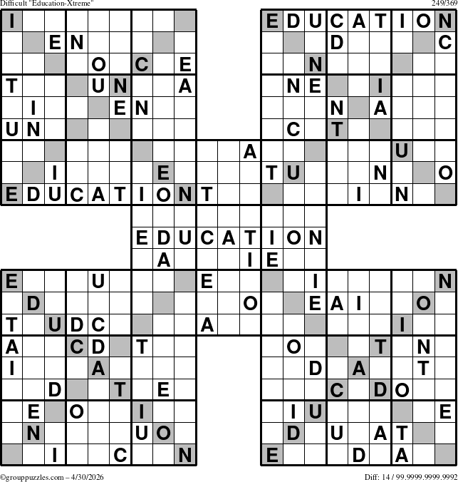 The grouppuzzles.com Difficult Education-Xtreme puzzle for Thursday April 30, 2026