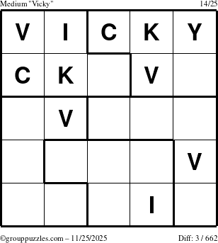 The grouppuzzles.com Medium Vicky puzzle for Tuesday November 25, 2025