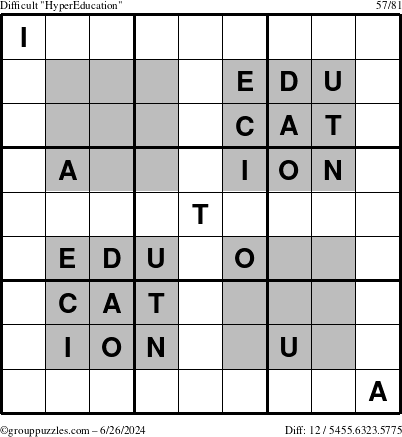 The grouppuzzles.com Difficult HyperEducation-i23 puzzle for Wednesday June 26, 2024