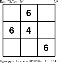 The grouppuzzles.com Easy TicTac-456 puzzle for Friday October 30, 2026