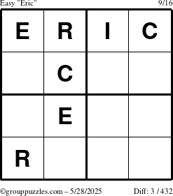 The grouppuzzles.com Easy Eric puzzle for Wednesday May 28, 2025