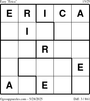 The grouppuzzles.com Easy Erica puzzle for Wednesday May 28, 2025
