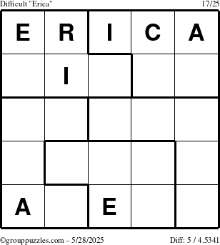 The grouppuzzles.com Difficult Erica puzzle for Wednesday May 28, 2025