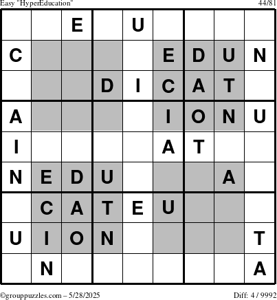 The grouppuzzles.com Easy HyperEducation-i23 puzzle for Wednesday May 28, 2025