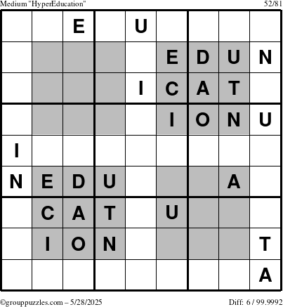 The grouppuzzles.com Medium HyperEducation-i23 puzzle for Wednesday May 28, 2025