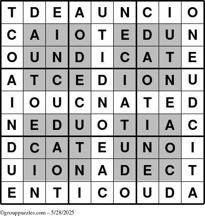 The grouppuzzles.com Answer grid for the HyperEducation-i23 puzzle for Wednesday May 28, 2025