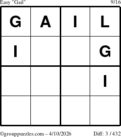 The grouppuzzles.com Easy Gail puzzle for Friday April 10, 2026