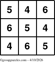 The grouppuzzles.com Answer grid for the TicTac-456 puzzle for Friday April 10, 2026