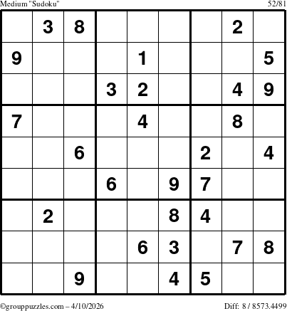 The grouppuzzles.com Medium Sudoku puzzle for Friday April 10, 2026