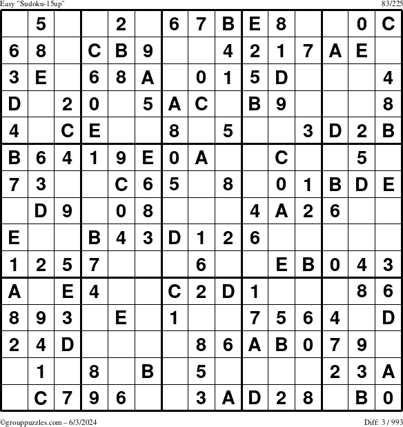 The grouppuzzles.com Easy Sudoku-15up puzzle for Monday June 3, 2024