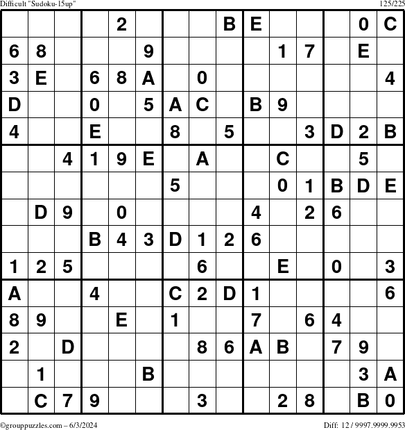 The grouppuzzles.com Difficult Sudoku-15up puzzle for Monday June 3, 2024