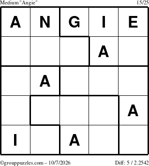 The grouppuzzles.com Medium Angie puzzle for Wednesday October 7, 2026