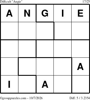 The grouppuzzles.com Difficult Angie puzzle for Wednesday October 7, 2026