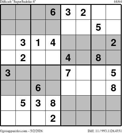 The grouppuzzles.com Difficult SuperSudoku-8 puzzle for Saturday May 2, 2026