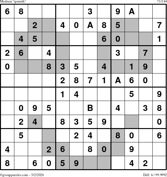 The grouppuzzles.com Medium tpsmith puzzle for Saturday May 2, 2026