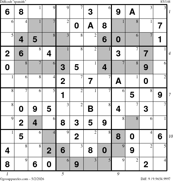 The grouppuzzles.com Difficult tpsmith puzzle for Saturday May 2, 2026, suitable for printing, with all 9 steps marked
