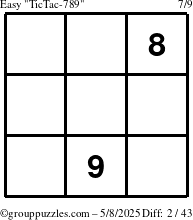 The grouppuzzles.com Easy TicTac-789 puzzle for Thursday May 8, 2025