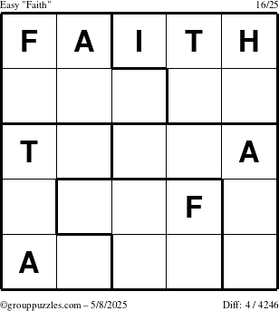 The grouppuzzles.com Easy Faith puzzle for Thursday May 8, 2025