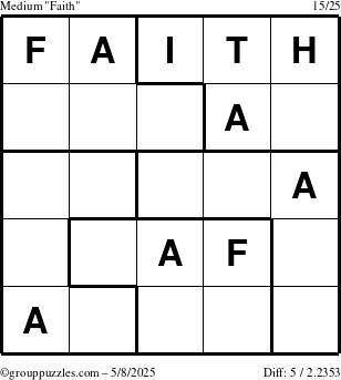 The grouppuzzles.com Medium Faith puzzle for Thursday May 8, 2025