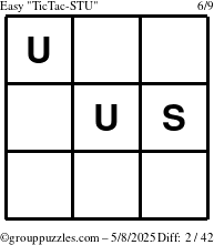 The grouppuzzles.com Easy TicTac-STU puzzle for Thursday May 8, 2025