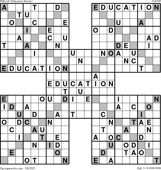 The grouppuzzles.com Difficult Education-Xtreme puzzle for Thursday May 8, 2025