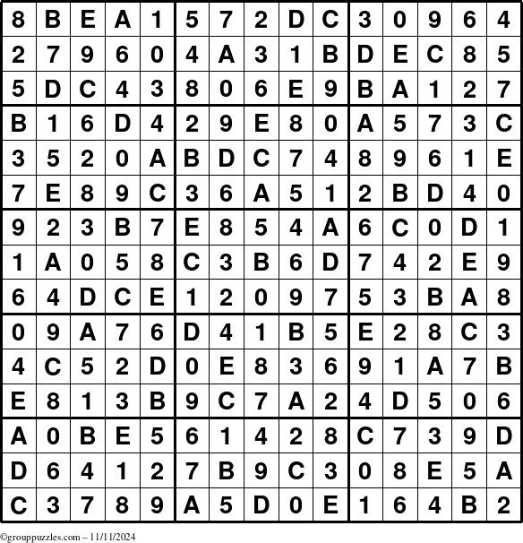 The grouppuzzles.com Answer grid for the Sudoku-15 puzzle for Monday November 11, 2024