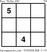 The grouppuzzles.com Easy TicTac-456 puzzle for Friday September 18, 2026